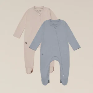 Organic Cotton Baby Sleepsuit - 2 Pack - Ocean/Sand