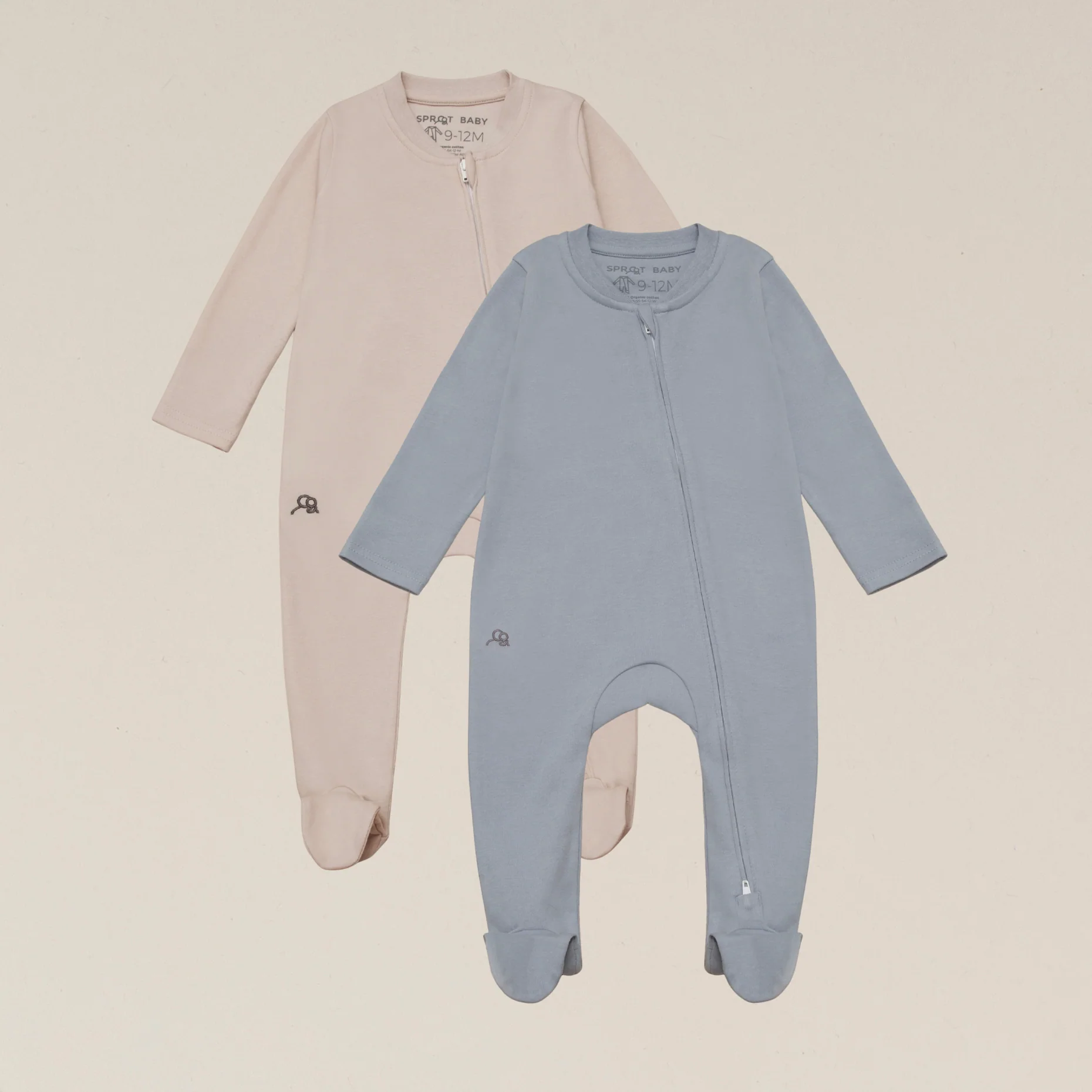 Organic Cotton Baby Sleepsuit - 2 Pack - Ocean/Sand