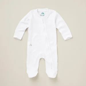 Organic Cotton Footless Baby Sleepsuit - White