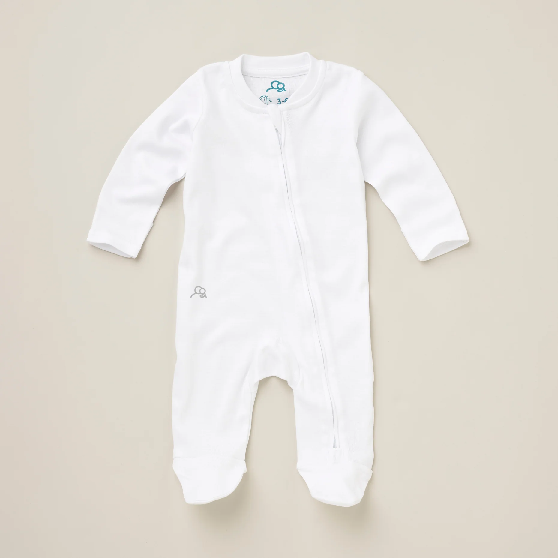 Organic Cotton Footless Baby Sleepsuit - White