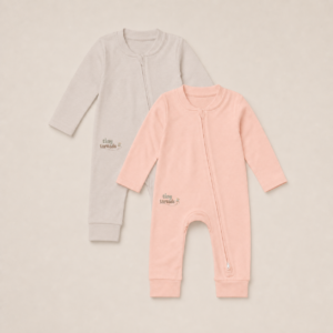 Organic Cotton Footless Baby Sleepsuit - 2 Pack - Seashell/Sand