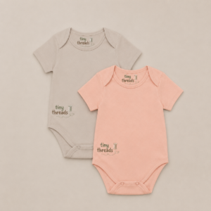 Organic Cotton Short Sleeve Baby Bodysuit - 2 Pack - Seashell/Sand