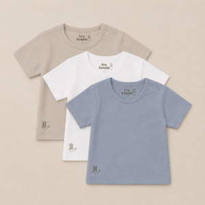 Organic Cotton Baby T-Shirt - 3 Pack - Ocean/Sand/White