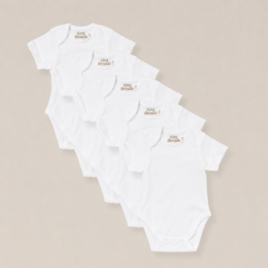 Organic Cotton Short Sleeve Baby Bodysuit - 5 Pack - White