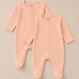 Organic Cotton Footless Baby Sleepsuit - 2 Pack - Seashell
