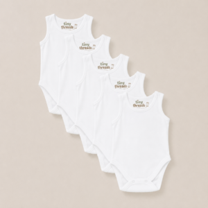 Organic Cotton Sleeveless Baby Bodysuit - 5 Pack - White