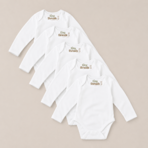 Organic Cotton Long Sleeve Baby Bodysuit - 5 Pack - White