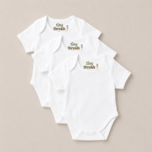 Organic Cotton Short Sleeve Baby Bodysuit - 3 Pack - White