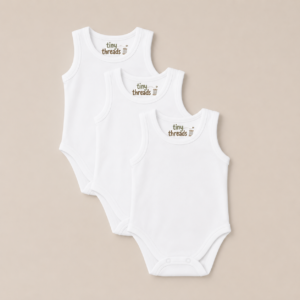 Organic Cotton Sleeveless Baby Vest - 3 Pack - White