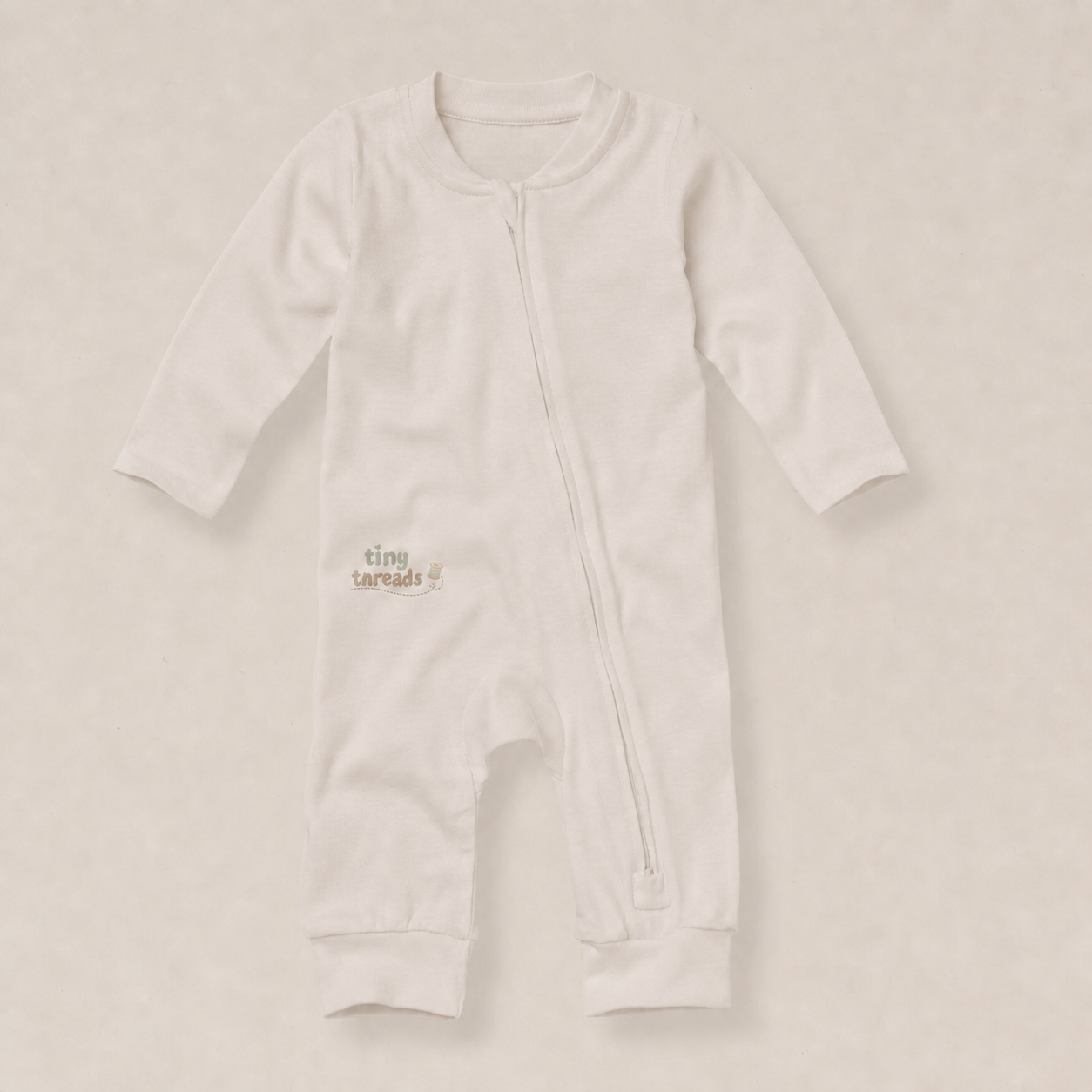 Organic Cotton Footless Baby Sleepsuit - Sand